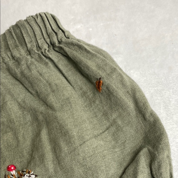 All the Beautiful Linen Kids Olive Green Embroidered Bloomers Size 1-2 - Picture 4 of 10